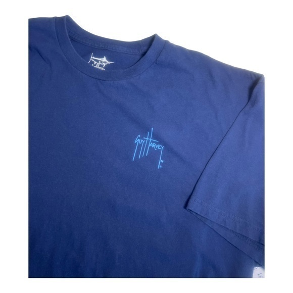 Guy Harvey XL Classic Fit T-Shirt Large Marlin on Back - Navy Blue - Picture 2 of 5